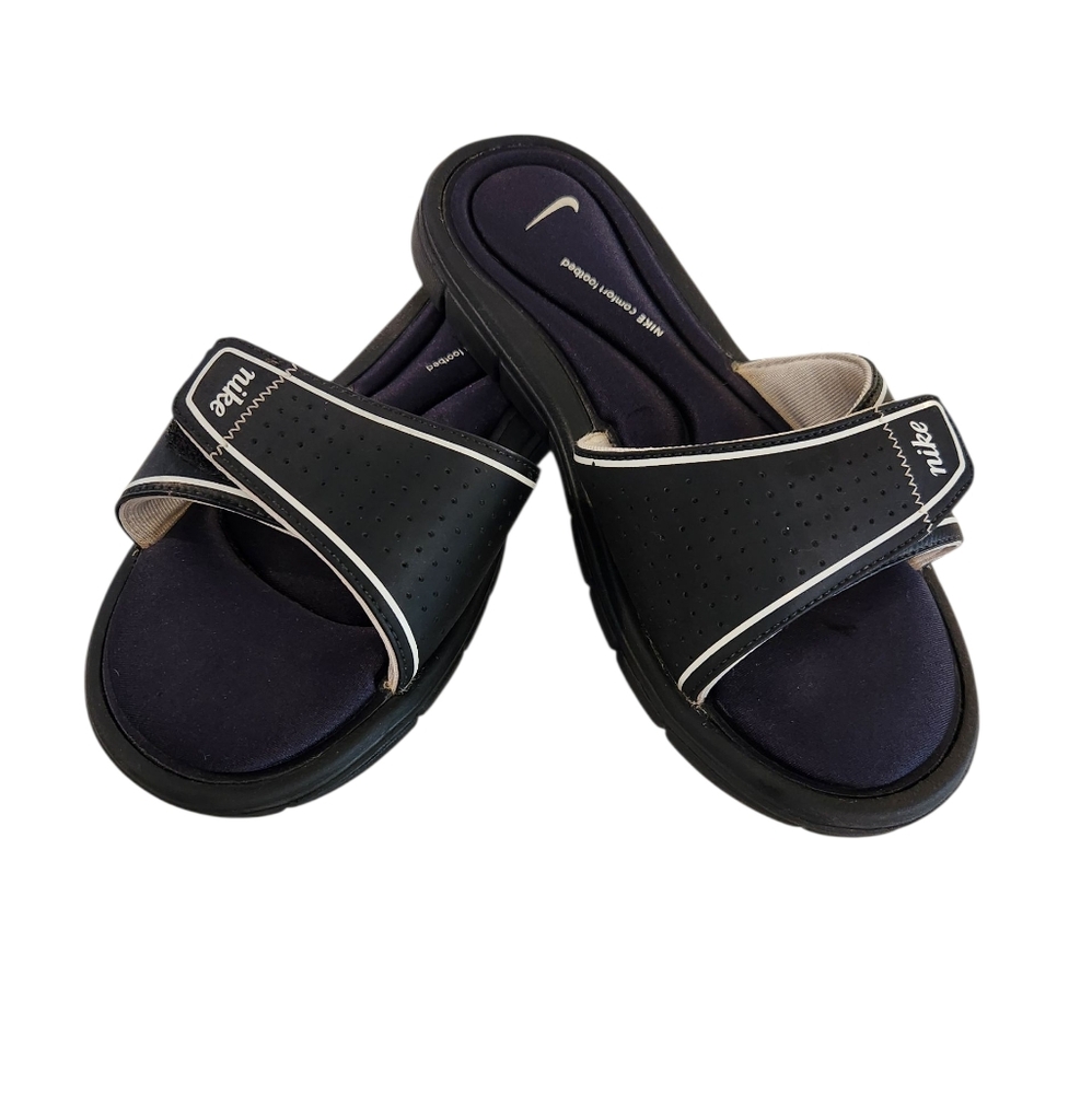 Nike Comfort Footbed Slides | Black & White Sandals Flip Flops Women's Size 8